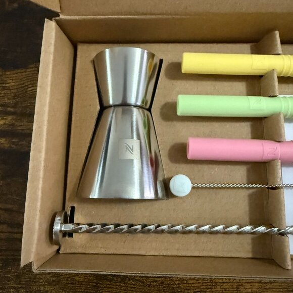 NESPRESSO Recipe Kit Coffee Accessory Set JIGGER Spoon REUSABLE STRAWS brush NEW - Picture 2 of 5